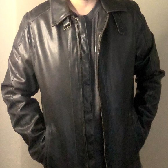 Tommy Hilfiger Leather Jacket Dark Brown Sz Medium - Picture 3 of 5